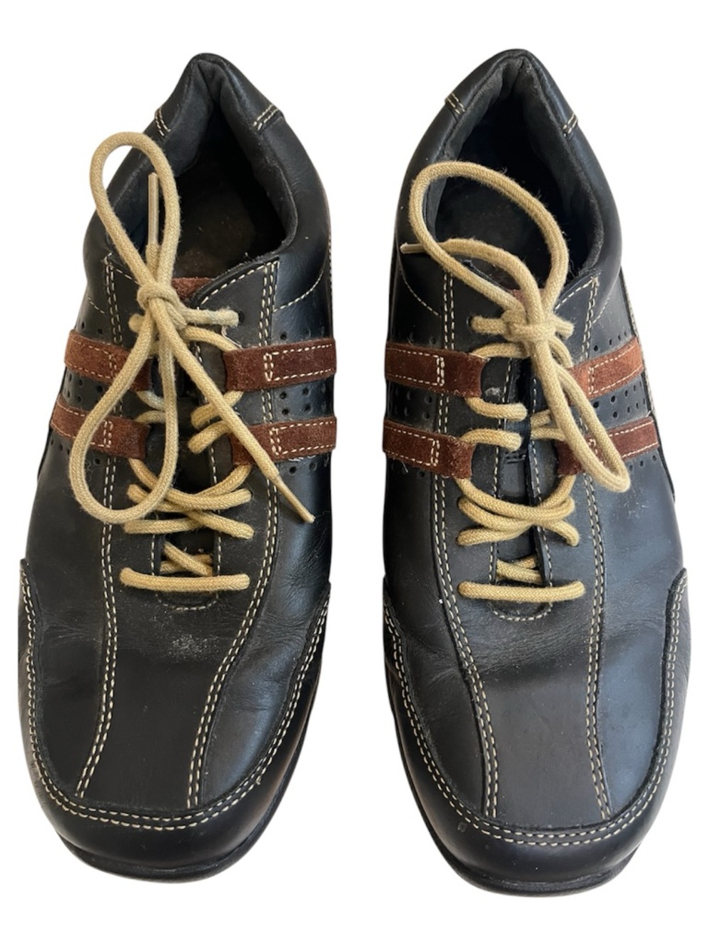 Rockport XCS Black Leather Sneakers with Brown Suede Stripes